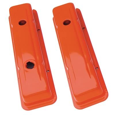 Trans-Dapt Performance OEM Reproduction Colormatch Valve Covers 9916 Covers, Stock Height, Steel, Orange, Plain, Chevy, Small Block, Pair