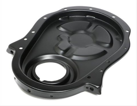Trans-Dapt Performance Timing Covers 8637 Chain Cover, One-piece, Steel, Black Powdercoated, Chevy, Big Block, Each