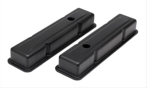 Trans-Dapt Performance Asphalt Black Valve Covers 8685 Covers, Black, Perimeter Bolt Mounting, Steel, Stock Height, Chevy, Small Block, Pair