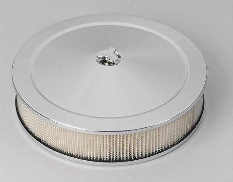 Trans-Dapt Performance Chrome Air Cleaners 2195 Filter Assembly, 14 in. Diameter, Round, Dropped Base, Steel, Chrome, 3 in. Filter Height, Each