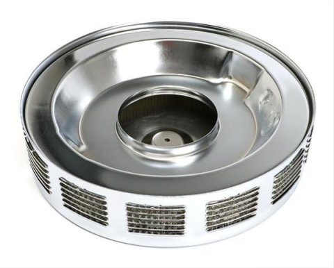 Trans-Dapt Performance Chrome Air Cleaners 2293 Filter Assembly, Round, Dropped Base, Steel, Chrome, Louvered Style, Paper Element, 5.125 in. Inlet, Each