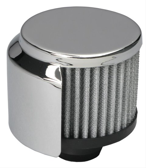 Trans-Dapt Performance Valve Cover Filter Breathers 9516 Filtered Breather push-in, with hood, chrome, for 1.25" hole