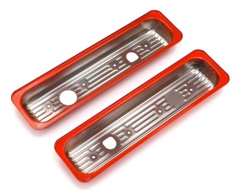 Trans-Dapt Performance Products Valve Covers 9983 Covers, Short, Steel, Orange Powdercoated, Chevrolet, Truck, 5.0L, 5.7L, Pair