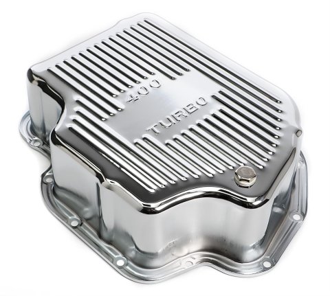 Trans-Dapt Performance Transmission Pans 9106 Pan, Deep, Steel, Chrome, Finned, Chevy, TH400, Each