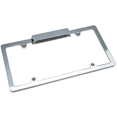 Trans-Dapt Performance Custom License Plate Frames 6967 Frame, Deluxe, Chrome, 4 Hole Design, w/Light, Each