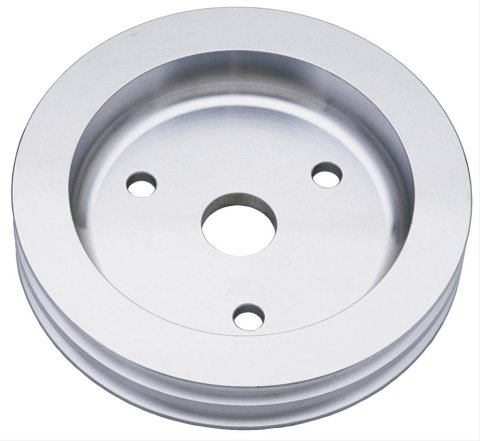 Trans-Dapt Performance Aluminum Crankshaft Pulleys 9481 Pulley, V-Belt, 2-Groove, 6.6 in., Aluminum, Natural, Chevy, Small Block, Short Pump, Each