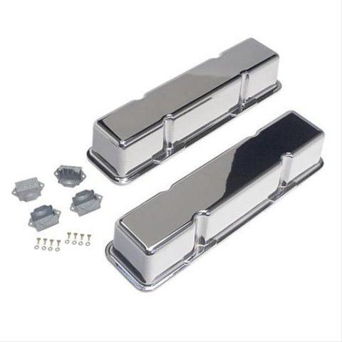 Trans-Dapt Performance Diecast Aluminum Valve Covers 6032 Covers, Tall, Aluminum, Polished, Plain, Chevy, Small Block, Pair