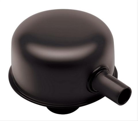 Trans-Dapt Performance PerfectMatch Valve Cover Breathers 8642 Breather, Push-In, Round, 2.75 in. Diameter, 0.500 in. Tube, Steel, Black Powdercoat, Does Not Include Gromet, Each