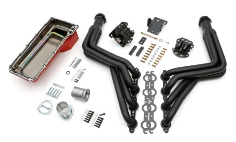 Trans-Dapt Performance Swap-In-A-Box Complete Engine Swap Kits 46008 Kit, Headers, Steel, Black Ceramic Coated, Motor Mounts, Oil Pan, Pickup, Gaskets, Hardware, Chevy, LS, Kit