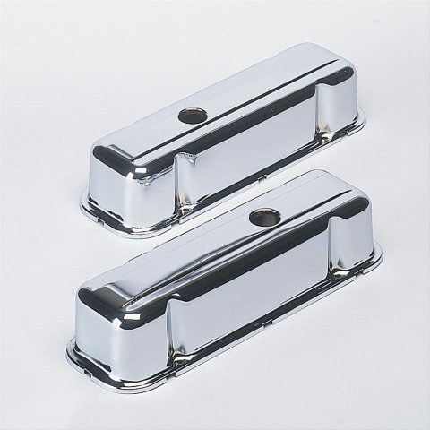 Trans-Dapt Performance Chrome Valve Covers 4964 Covers, Stock Height, Steel, Chrome, No Baffles, Buick, V6, Pair