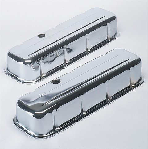 Trans-Dapt Performance Chrome Valve Covers 4965 Covers, Tall, Steel, Chrome, Plain, Chevy, Big Block, Pair