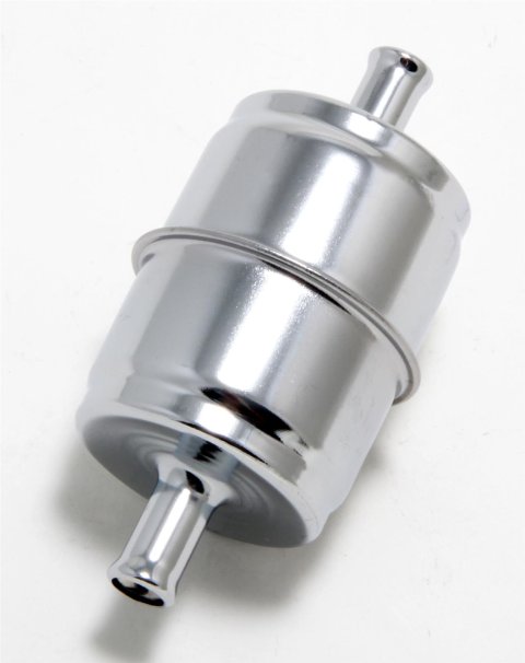 Trans-Dapt Performance Chrome Fuel Filter with 0.375 in. Inlet Size 9177 Filter, Steel, Chrome, 3/8 Hose Barb and Outlet, Each
