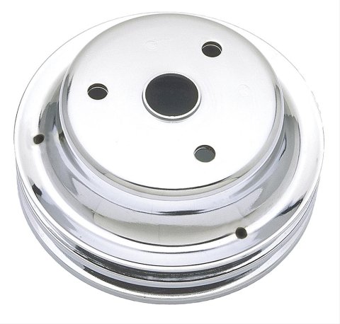 Trans-Dapt Performance Steel Crankshaft Pulleys 9607 Pulley, V-Belt, 2-Groove, 6.9 in., Steel, Chrome, Chevy, Small Block, Long Pump, Each