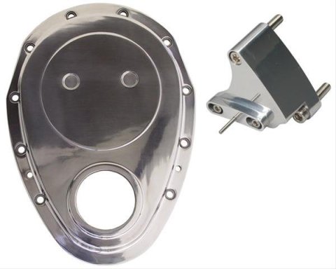 Trans-Dapt Performance Billet Aluminum Timing Chain Covers 6014 Cover, 1-Piece, Includes Pointer, Aluminum, Polished, Chevy, Small Block, Each