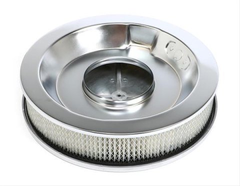 Trans-Dapt Performance Aluminum Air Cleaners 6700 Filter Assembly, 14 in. Diameter, Round, Steel/Aluminum, Polished, Chrome, Ball-Milled, 3 in. Filter, Each