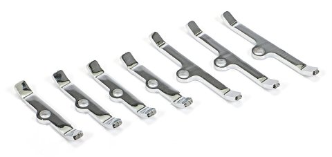 Trans-Dapt Performance Chrome Valve Cover Spreader Bars 9640 Hold-Down Tabs, Steel, Plated, Chevy, Big Block V8, Set of 7