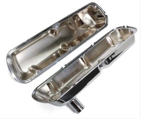 Trans-Dapt Performance Products Valve Covers 6378 VALVE COVERS CHR. MUSTANG 289-302 with BREATHER TUBE