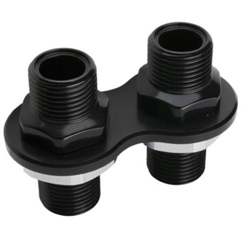 Billet Specialties Heat and Air Conditioning Bulkheads BLK66720 Firewall Bulkhead, 2-Port, Inline, #6, #10, Aluminum, Black Anodized, Each