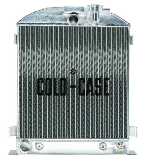 Cold Case Performance Aluminum Radiators for 1932 MODEL B - STF903A Radiator, Performance, Aluminum, Polished, Downflow, 2 Row, Transmission Cooler, Ford Lowboy, Each