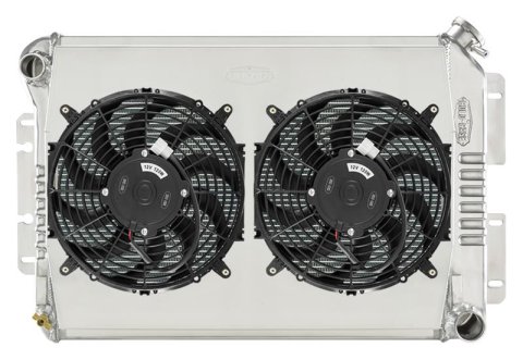 Cold Case Performance Aluminum Radiators CHC11SK Radiator, Performance, Crossflow, Aluminum, Polished, 2-row, Dual Fan, Shroud, Chevrolet, Pontiac, Kit