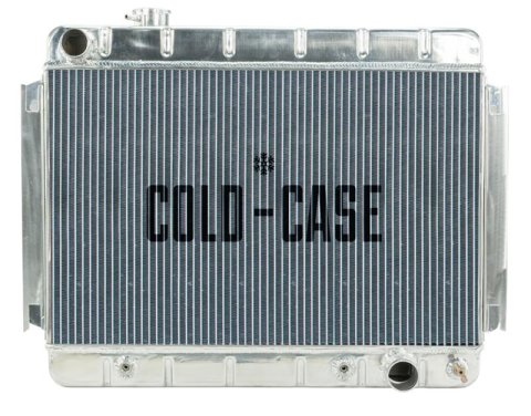 Cold Case Performance Aluminum Radiators for 1966-1967 CHEVELLE, EL CAMINO - CHE542A Radiator, Performance, Aluminum, Polished, Downflow, 2 Row, Transmission Cooler, Chevy, Each