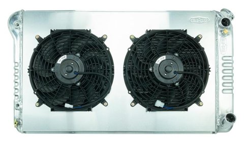 Cold Case Performance Aluminum Radiator Modules GMT558ALSK Radiator, Performance, Module, Aluminum, Polished, Crossflow, 2 Row, Dual 12 in. Fans, Chevy, GMC, LS Swap, Kit