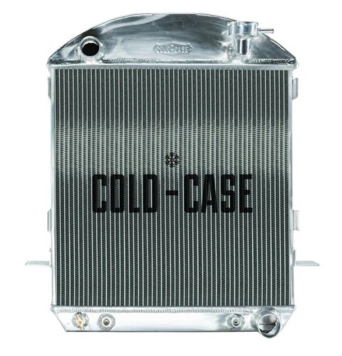 Cold Case Performance Aluminum Radiators STF900A Radiator, Performance, Aluminum, Polished, Downflow, 2 Row, Transmission Cooler, Ford, T-Bucket, Chevy Small Block, Each