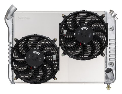 Cold Case Radiators CHV713AK 66-68 Corvette Big Block Aluminum Radiator Dual 12 Inch Fan Kit