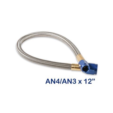 NOS Stainless Steel Braided Hoses 15340NOS Hose, Steel, -4 AN Female End, Blue, -3 AN Female End, Blue, 12 in. Length, Each