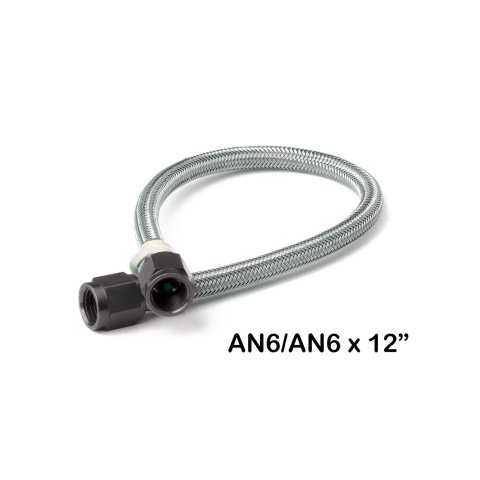 NOS Stainless Steel Braided Hoses 15400BNOS Hose, Steel, -6 AN Female End, Black, -6 AN Female End, Black, 12 in. Length, Each