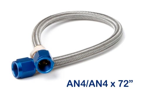 NOS Stainless Steel Braided Hoses 15260NOS Hose, Steel, -4 AN Female End, Blue, -4 AN Female End, Blue, 6 ft. Length, Each
