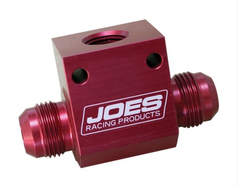 JOES Racing Products Temperature Gauge Manifolds 42141 Manifold, Gauge, Aluminum, Red, 1/2 in. NPT Port, -12 AN Male Inlet/Outlet, Each