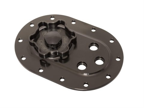 JOES Racing Products Fuel Fillers 13274 Cell Caps, Screw-On, Aluminum, Black Anodized, Three #6 SAE Ports, #8 SAE Rollover Valve, Gasket Included, Each