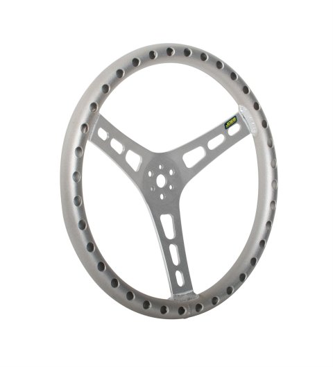JOES Racing Products Aluminum Steering Wheels 13515-A Wheel, Aluminum, Natural, 3-Spoke, 2.5 in. Dish, 15 in. Diameter, Dual 3-Bolt Mount, Each