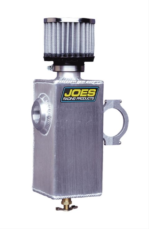 JOES Racing Products Vent Tanks 12402 Breather Tank, Dry Sump, Rectangular, 1.5 qt. Capacity, Aluminum, Natural, 3/4 in. NPT Female Threads Inlet