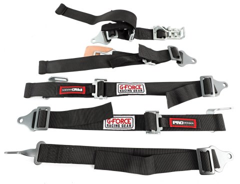 G-FORCE Junior Racer Latch and Link 5-Point Harness 6460BK Harness, Complete, Racer, Latch, Individual-Type, Bolt-In, Floor/Roll Bar Mount, Black, Each