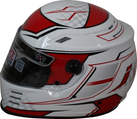 G-FORCE REVO Graphics SA2020 Helmets 13005LRGRD Helmet, Graphics, Full Face, Snell SA2020, White/Red, Clear Polycarbonate Shield, EPS Liner, Vented, Large, Each