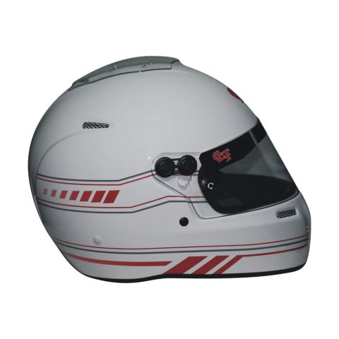 G-FORCE Nighthawk Graphic Helmets 14102LRGW2 Helmet, Nighthawk, Full Face, Snell SA2020, White/Red, Clear Polycarbonate Shield, EPS Liner, Vented, Large, Each