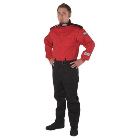 G-FORCE GF525 Driving Suits 4525SMLRD Suit, GF525, One-Piece, Multiple Layer, Pyrovatex, Small, Red Top, Black Bottom, Each