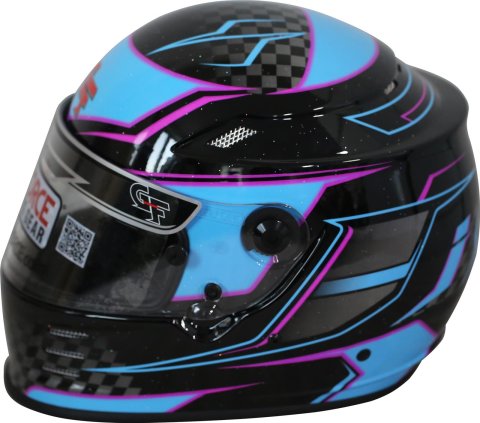 G-FORCE REVO Graphics SA2020 Helmets 13005MEDBU Helmet, Graphics, Full Face, Snell SA2020, Black/Blue, Clear Polycarbonate Shield, EPS Liner, Vented, Medium, Each