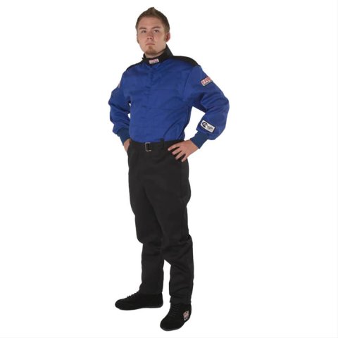 G-FORCE GF125 Driving Suits 4125XXLBU Suit, GF125, One-Piece, Single Layer, Pyrovatex, 2X-Large, Blue Top, Black Bottom, Each