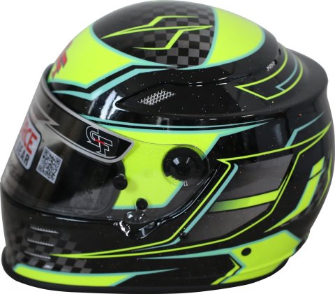 G-FORCE REVO Graphics SA2020 Helmets 13005MEDYL Helmet, Graphics, Full Face, Snell SA2020, Black/Yellow, Clear Polycarbonate Shield, EPS Liner, Vented, Medium, Each