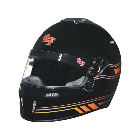 G-FORCE Nighthawk Graphic Helmets 14102XSMB2 Helmet, Nighthawk, Full Face, Snell SA2020, Black/Orange, Clear Polycarbonate Shield, EPS Liner, Vented, X-Small, Each