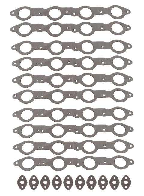SCE AccuSeal E Dyno-Paks 19081-10 Exhaust Gaskets, Header and Exhaust Manifold, Dyno-Paks, Graphite/Kevlar®, Round Port, Chevrolet, 5.7L LS, Set of 10 Pairs
