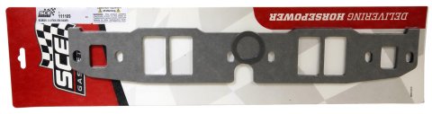 SCE AccuSeal E Intake Gaskets 111109 Manifold Gaskets, E, Composite, Rectangular Raised Port, Manifold End Seals, Chevrolet, Small Block, Pair