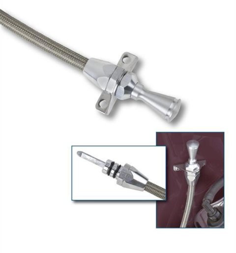 Lokar Hi-Tech Flexible Braided Stainless Transmission Dipsticks for 2003-2004 CTS - TD-30PGFM Dipstick, Steel, Natural, Firewall Mount, Powerglide, Each