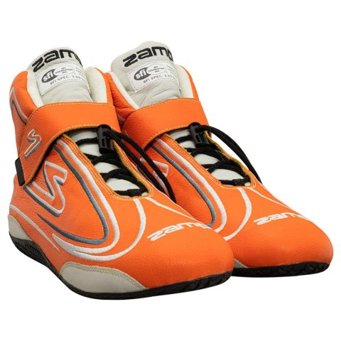 Zamp ZR-50 Race Shoes RS003C0812 Driving Shoes, ZR-50, Mid-Top, Neon Orange Leather, Men's Size 12, SFI 3.3/5, Pair