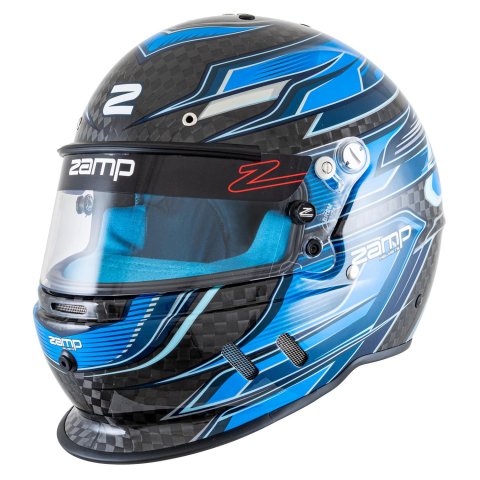 Zamp Helmets H781C04M RZ-67D SNELL SA2025 Carbon Flo Blue/Lt Blue Medium Z-20 Anti-Fog Clear Shield Color Match Series 28 Interior