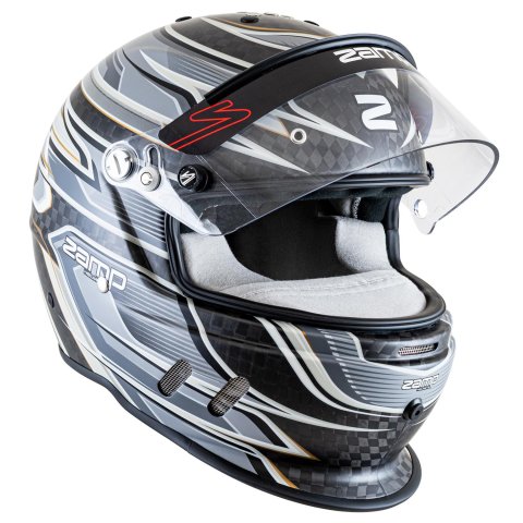 Zamp Helmets H781C15L RZ-67D SNELL SA2025 Carbon Flo Gray/Lt Gray Large Z-20 Anti-Fog Clear Shield Color Match Series 28 Interior