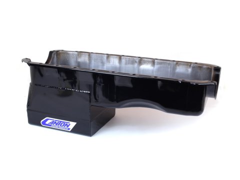 Canton Racing Drag Wet Sump Oil Pans 13-330BLK Pan, Sump, Steel, Black Powdercoated, Rear Sump, 7 Qt., 4.50 in. Stroke, Driver Side Dipstick, Chevy, Big Block, Each